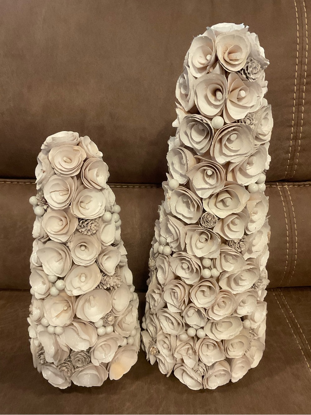 Smith & Hawken Cone Trees in White Glitter